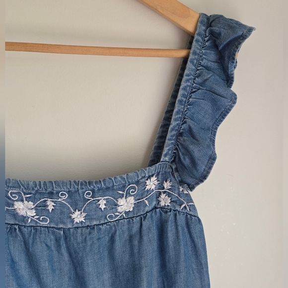 New Blue Tencel Ruffle Top - Picture 2 of 11